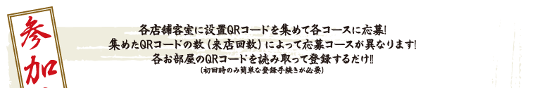 客室内のQRコードを集めて各コースに応募！