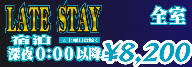LATE STAY 深夜0時以降のご宿泊は全室8,200円！